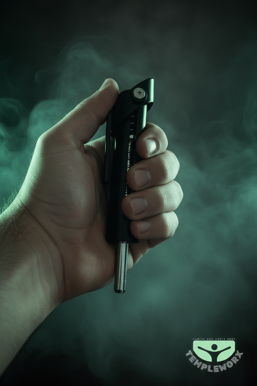 IronKey™ - Hand Hold Shot with Green Smoke Effect