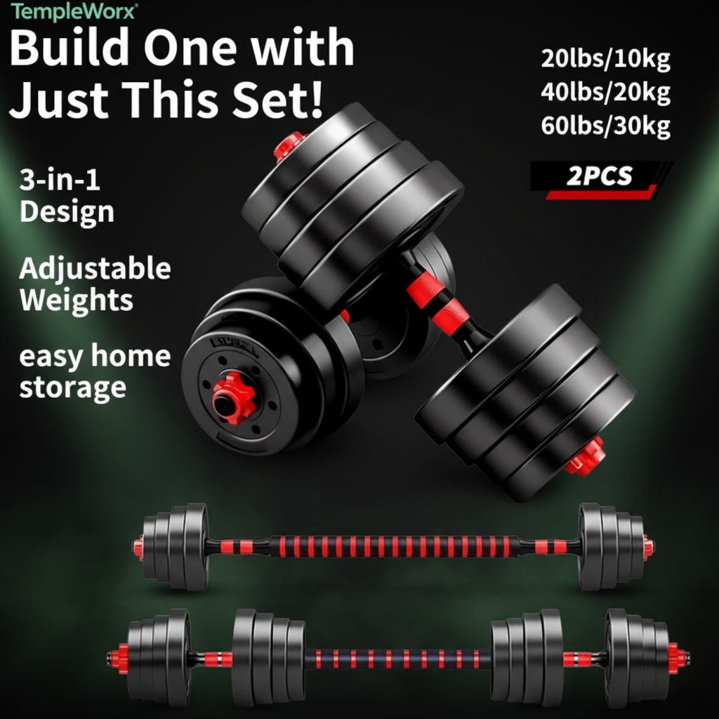 TempleWorx 3-in-1 Dumbbell Set - No Play Button